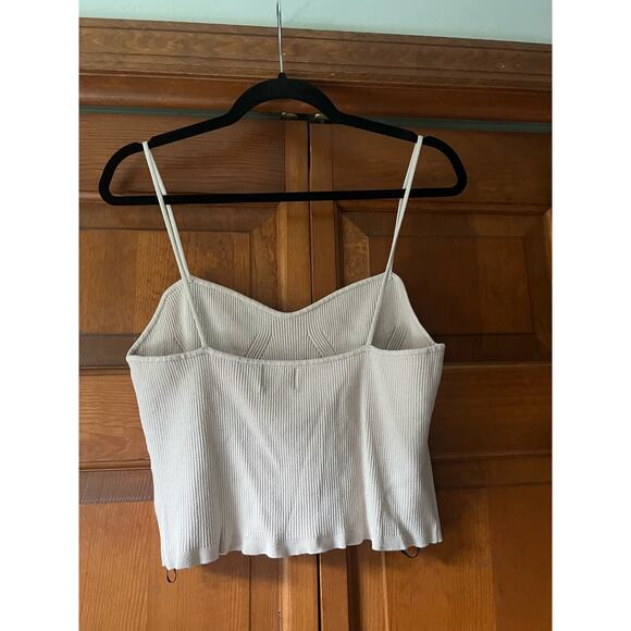 NWT H&M Women's Ribbed Knit Strappy Tank Top Sleeveless Cream Tan Size XL - Picture 4 of 10